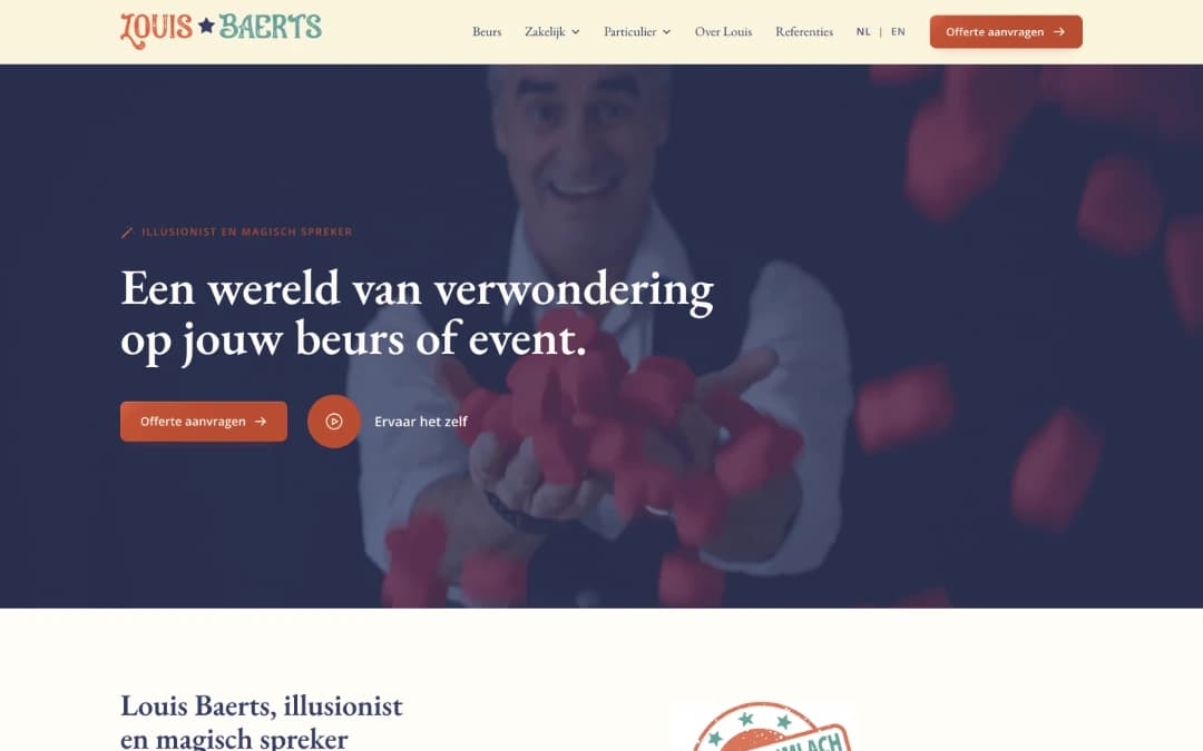 Website laten maken voor Illusionist en magisch spreker in Heel Nederland: Louis Baerts