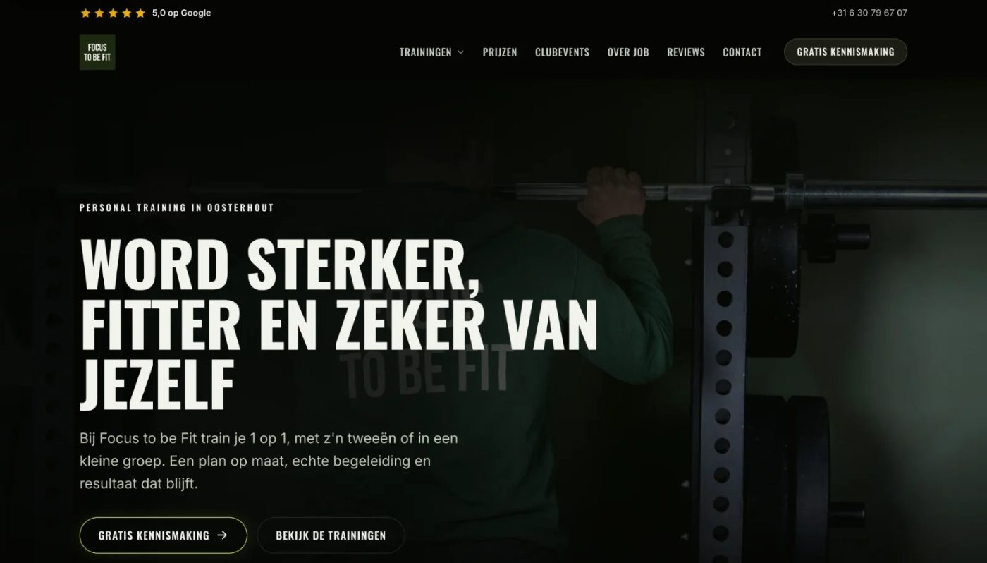 Website van Focus to be fit op laptop