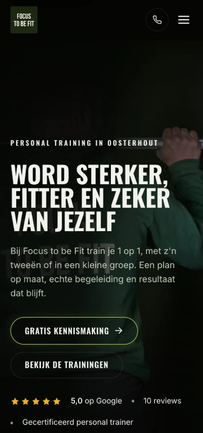 Website van Focus to be fit op telefoon