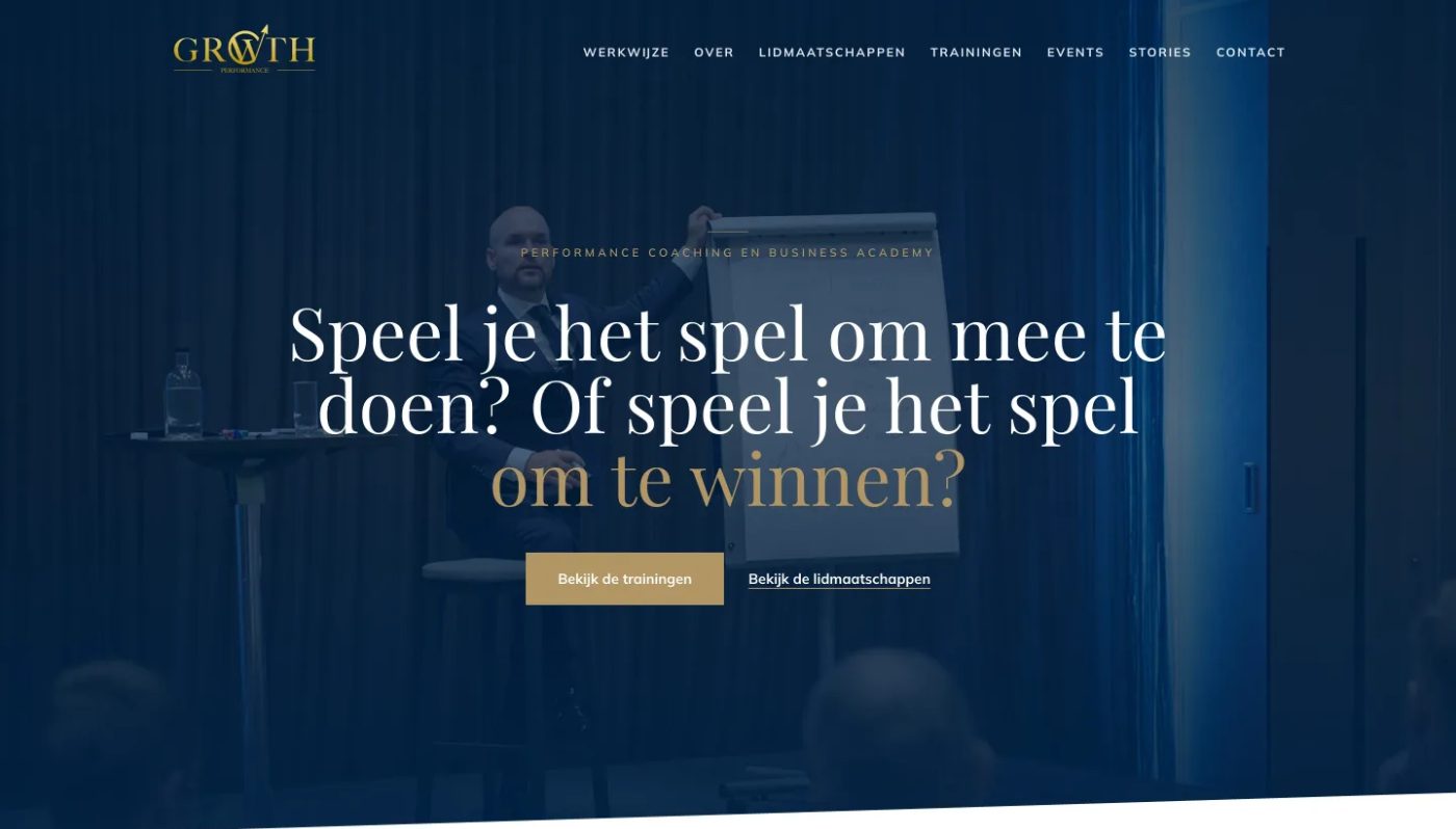 Website van Growth Performance op laptop